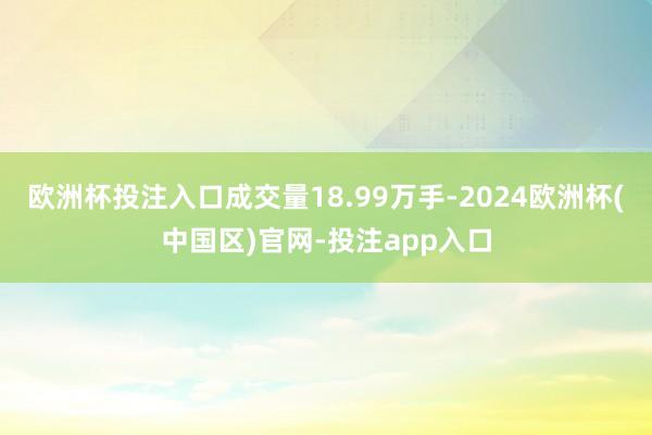 欧洲杯投注入口成交量18.99万手-2024欧洲杯(中国区)官网-投注app入口