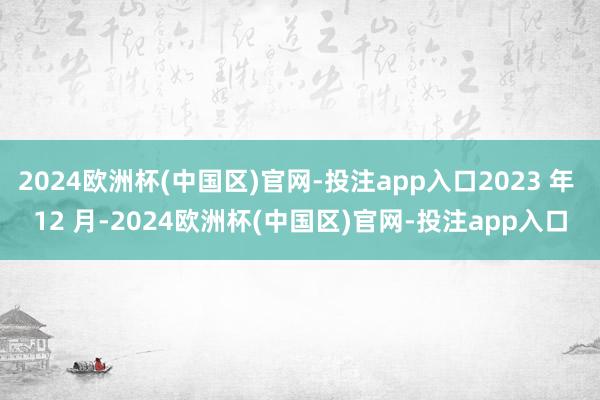 2024欧洲杯(中国区)官网-投注app入口2023 年 12 月-2024欧洲杯(中国区)官网-投注app入口