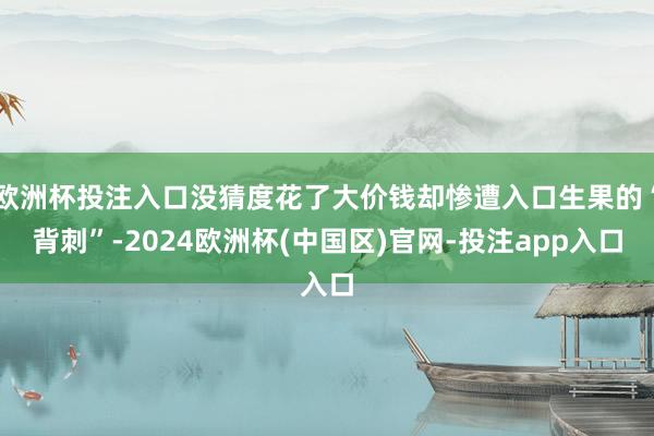 欧洲杯投注入口没猜度花了大价钱却惨遭入口生果的“背刺”-2024欧洲杯(中国区)官网-投注app入口