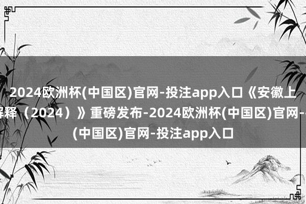 2024欧洲杯(中国区)官网-投注app入口《安徽上市公司发展解释（2024）》重磅发布-2024欧洲杯(中国区)官网-投注app入口