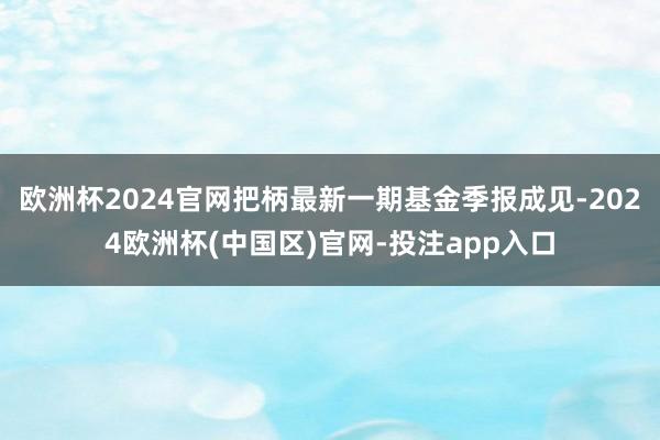 欧洲杯2024官网把柄最新一期基金季报成见-2024欧洲杯(中国区)官网-投注app入口