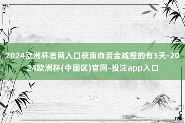 2024欧洲杯官网入口获南向资金减捏的有3天-2024欧洲杯(中国区)官网-投注app入口