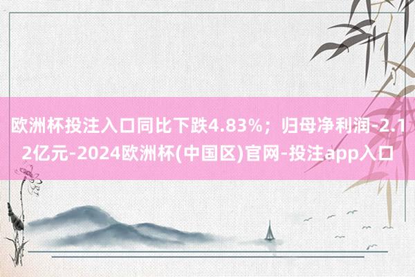 欧洲杯投注入口同比下跌4.83%；归母净利润-2.12亿元-2024欧洲杯(中国区)官网-投注app入口