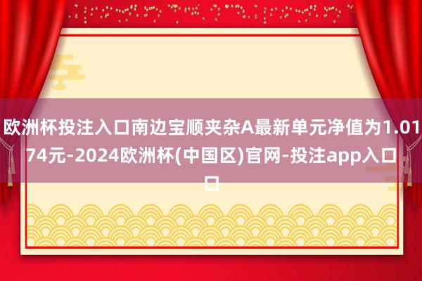 欧洲杯投注入口南边宝顺夹杂A最新单元净值为1.0174元-2024欧洲杯(中国区)官网-投注app入口