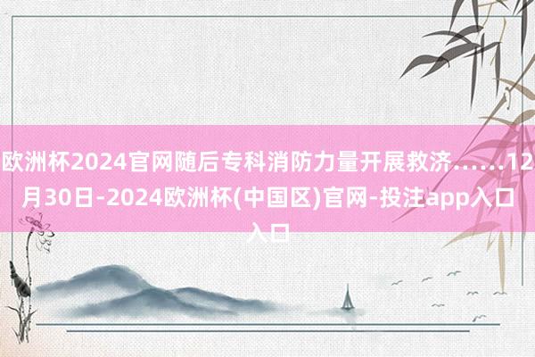 欧洲杯2024官网随后专科消防力量开展救济……12月30日-2024欧洲杯(中国区)官网-投注app入口